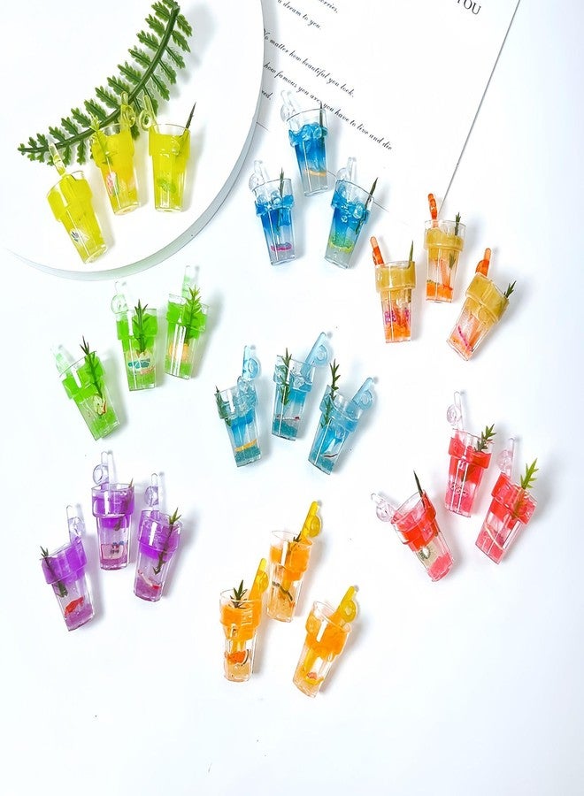 WinldMonmo 8 Pieces Miniature Dollhouse Drinks Set - Resin Glass Cup and Fruit Beverage Bottles, Simulated Drink Models for Summer Leisure-Themed Decor Decor, 1.05 x 0.39 Inch Mini Props for DIY Craft Display - Image 2